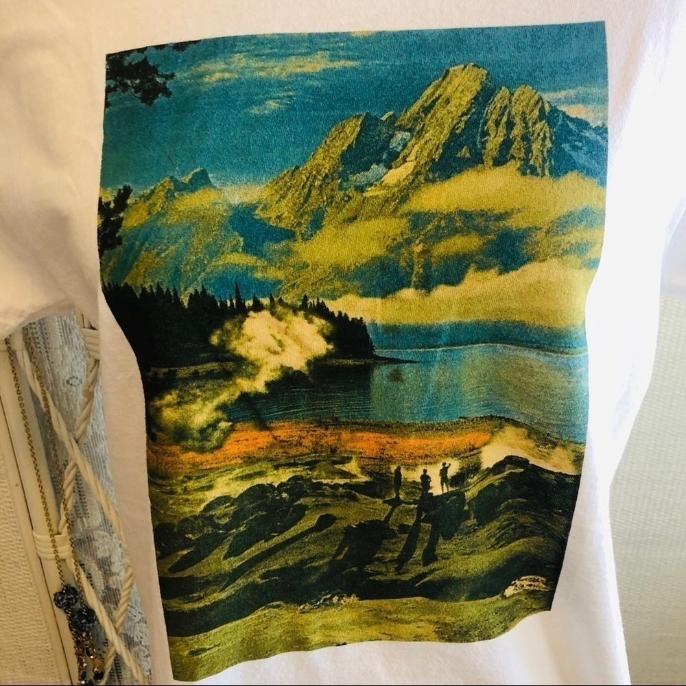 Graphic Tee Artist Collage Scenic Landscape Handmade - Picture 2 of 9